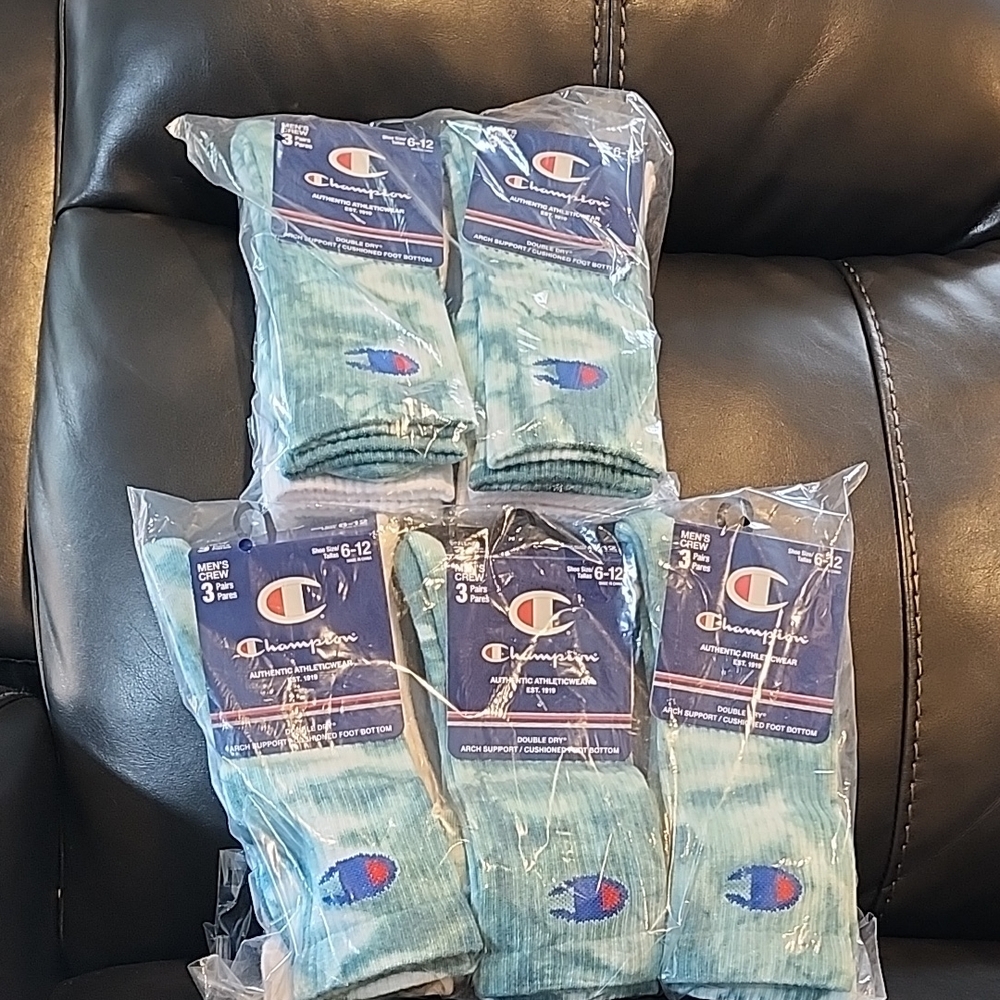 Champion Men's Teal Crew Socks - 6 Pack